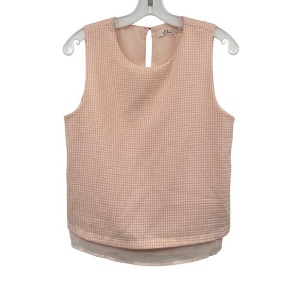 Elodie Tops - Elodie Womens Textured Sleeveless Top Mixed Media Peach Size Medium